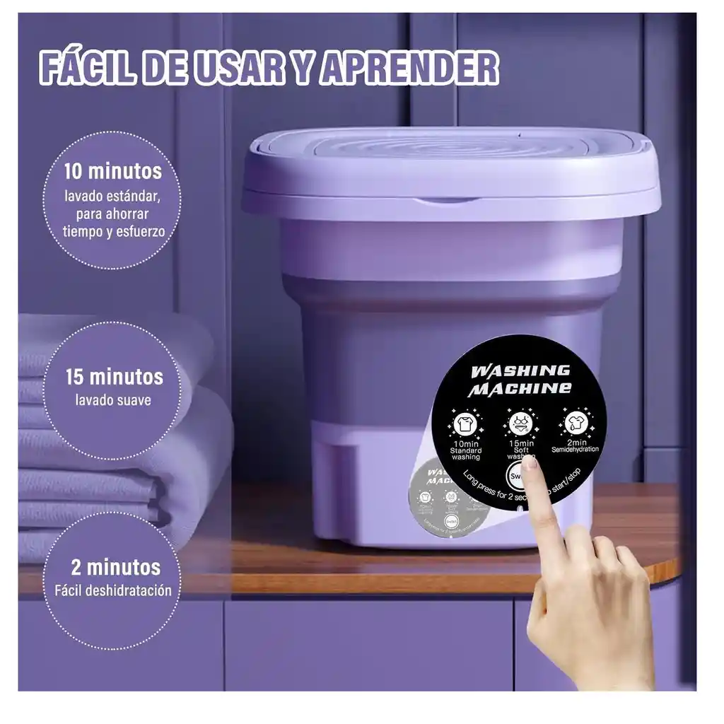 Lavadora Portátil Mini De 8 Litros Con Secadora Giratoria