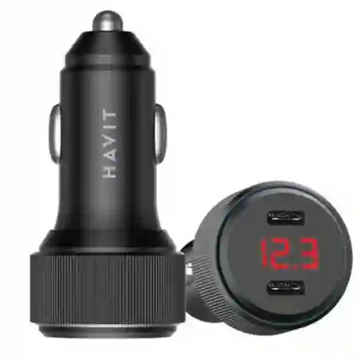 Cargador De Celular Para Carro 60w X2 Usb Tipo C Havit C2014