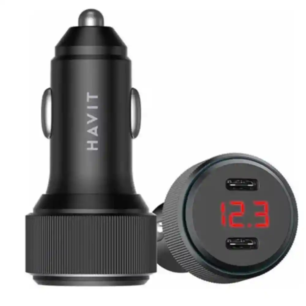 Cargador De Celular Para Carro 60w X2 Usb Tipo C Havit C2014
