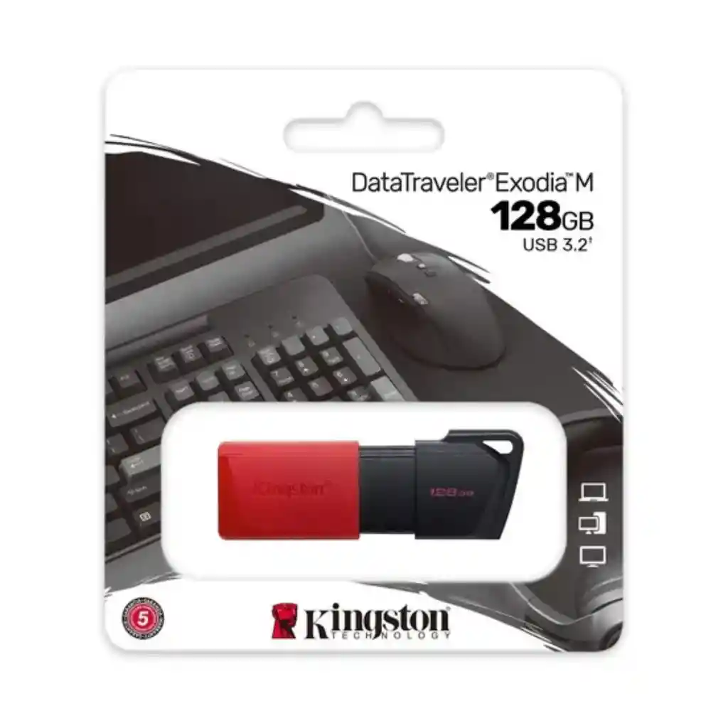 Memoria Usb 3.2 Kingston 128gb Datatraveler Exodia Gen1 (negro + Rojo)