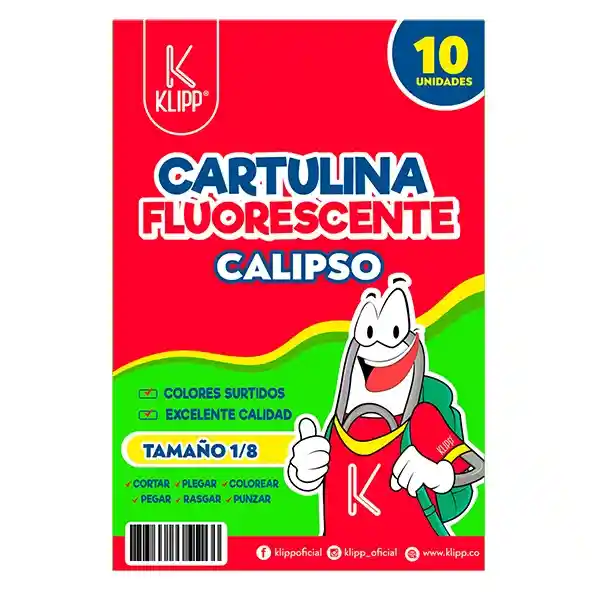 Cartulina Calipso O Neon 1/8 Surtida X10