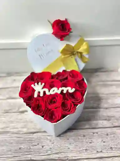 Corazón De Lujo Mini Con Rosas Y Mom - Especial Dia De Las Madres