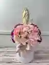 Caja De Lujo Cilindro Mini Con Claveles Y Virgen Pequeña - Especial Dia De Las Madres