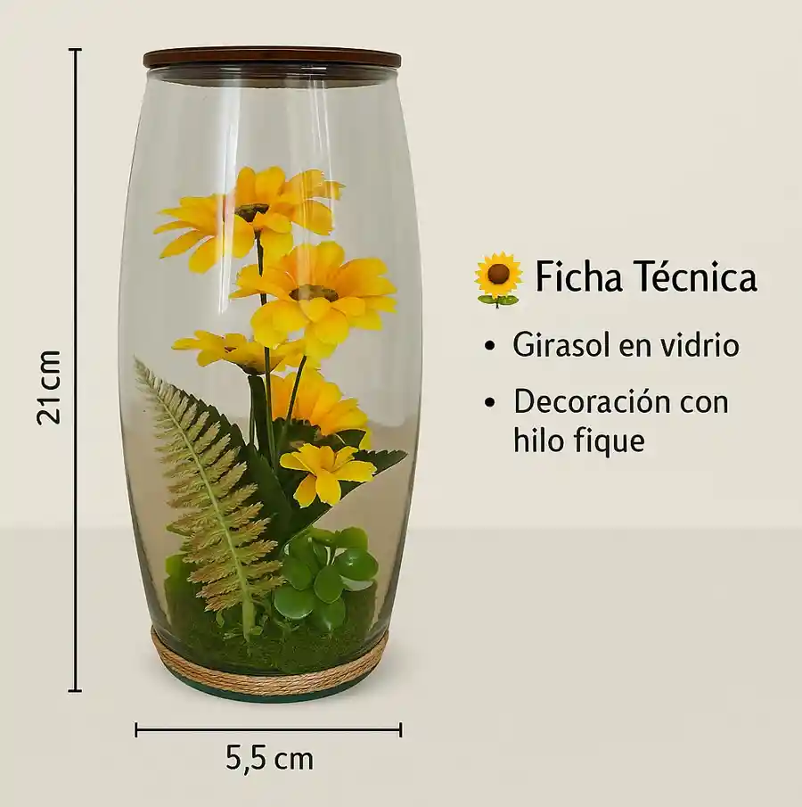 Girasol Artificial Decorativo En Cristal I