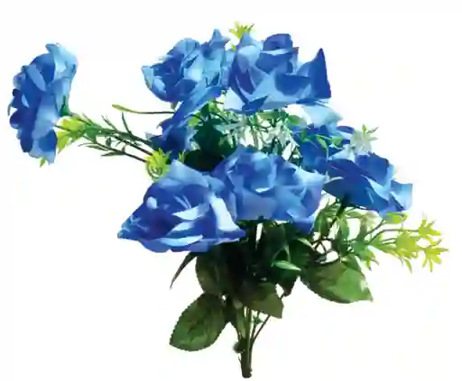 Ramo Arreglo Bouquet De 9 Flores Artificiales Azules