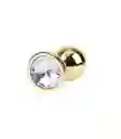 Plug Anal Talla S Dorado Con Joya Clear Metálico