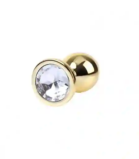 Plug Anal Talla S Dorado Con Joya Clear Metálico