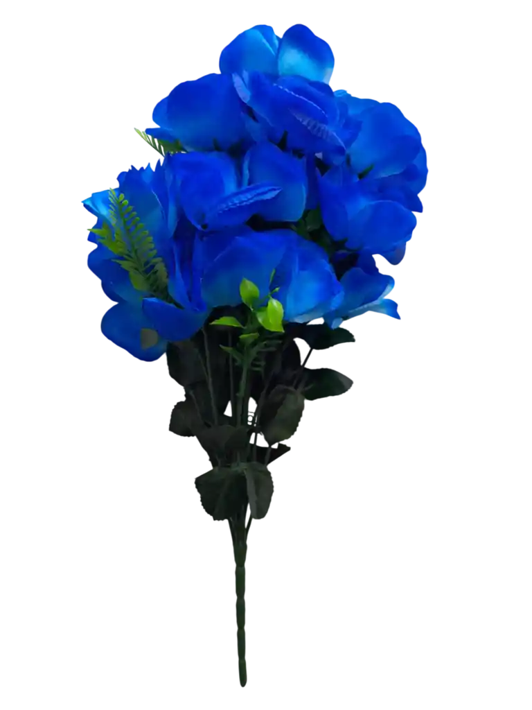 Ramo Arreglo Bouquet De 18 Flores Artificiales Azules