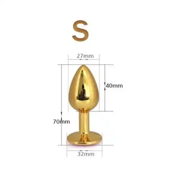 Plug Anal Talla S Dorado Con Joya Clear Metálico