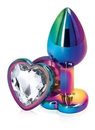 Plug Anal Talla S Tornasol Joya Corazón Clear Metálico