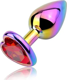 Plug Anal Talla S Tornasol Joya Corazón Rojo Metálico