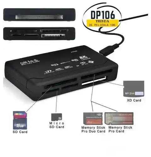 Multi Lector Tarjetas Universal Memoria Sd Xd Mmc Ms Cf Sdhc