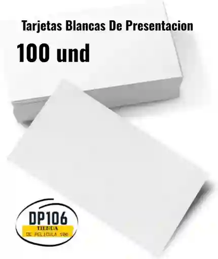 Tarjetas Blancas De Presentacion X 100 Und