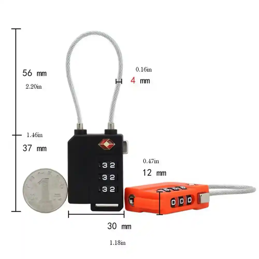 Candado Combinación Guaya Para Maleta Tsa De Seguridad 3 Dígitos