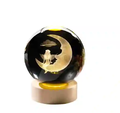Lámpara Esfera De Cristal Hada En Luna