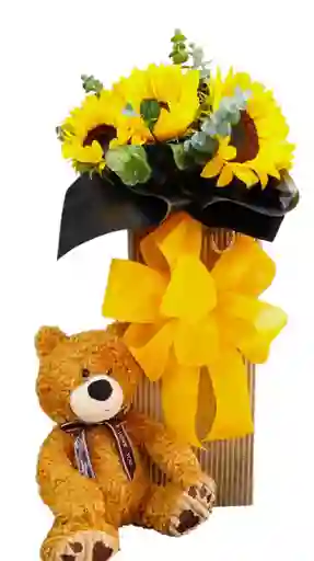Caja Cami Girasoles Con Oso.