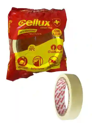 Cinta De Enmascarar Gruesa 36 Mm X 18 Metros Cellux