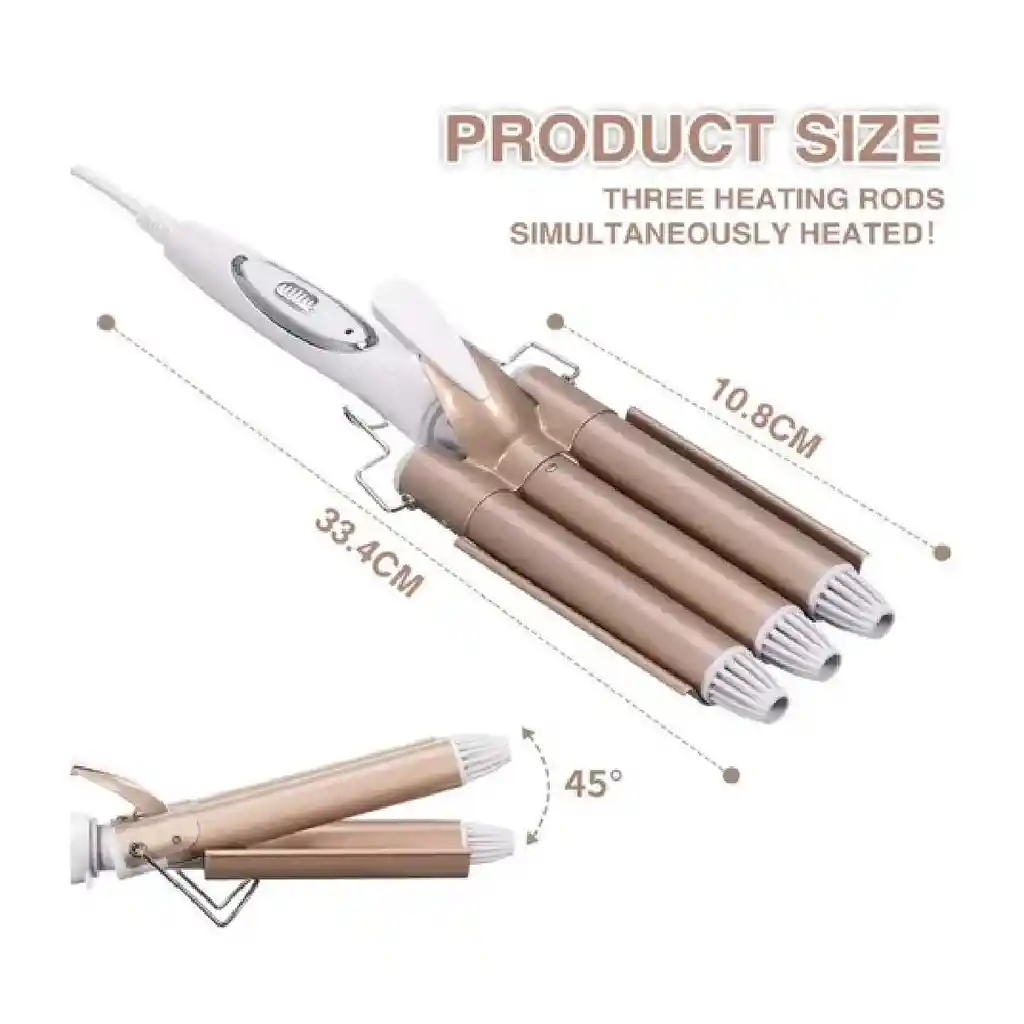 Pinza Rizadora Para Cabello 3tubos 40w Temperatura Ajustable