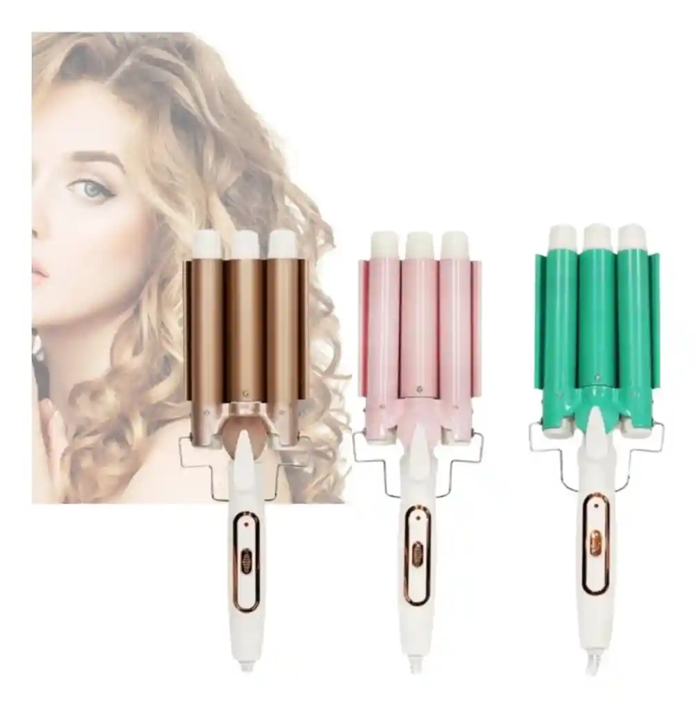 Pinza Rizadora Para Cabello 3tubos 40w Temperatura Ajustable