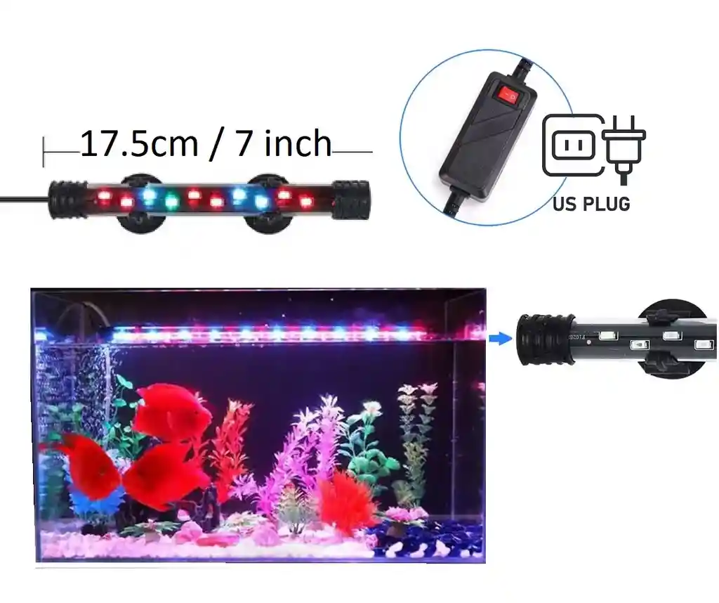 Lampara Sumergible Para Acuarios 17.5cm Tricolor 2w Led