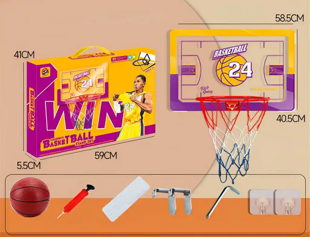 Cancha Canasta Baloncesto Basketbal Basquet Pared + Balon