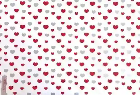 Papel De Regalo Blanco Corazones Rojos Y Plateados 48 X 68 Cm. X 2 Unidades