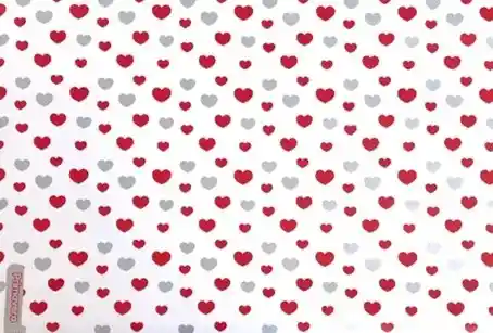 Papel De Regalo Blanco Corazones Rojos Y Plateados 48 X 68 Cm. X 2 Unidades