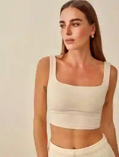 Crop Top Cuadrado Beige Talla S/mnica