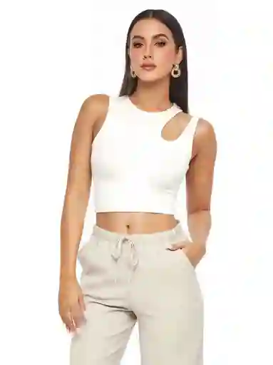 Crop Top Cuello Blanco Talla S/mnica