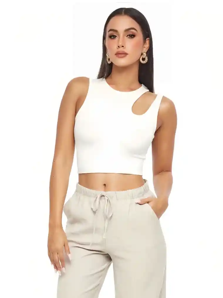 Crop Top Cuello Blanco Talla S/mnica