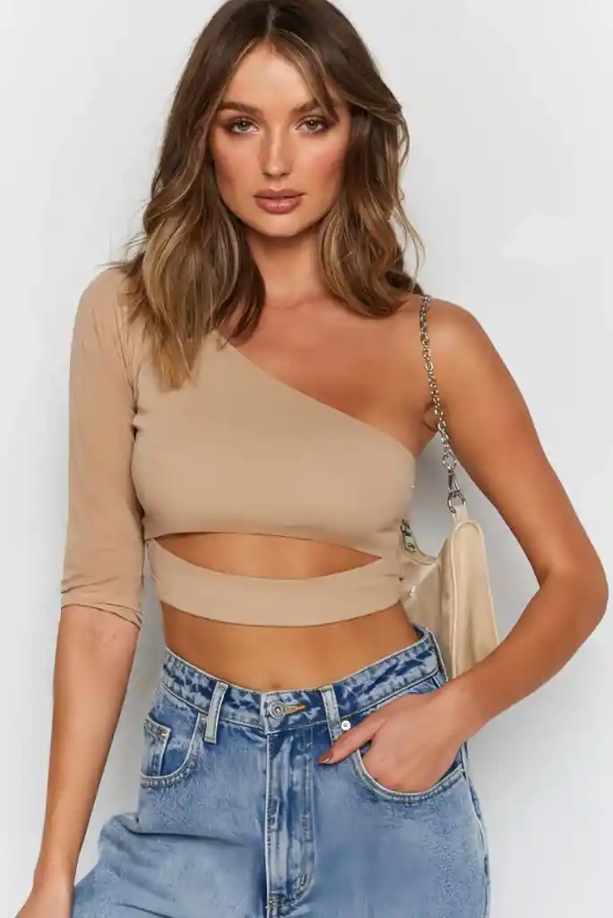 Crop Top Mia Beige Talla S/m