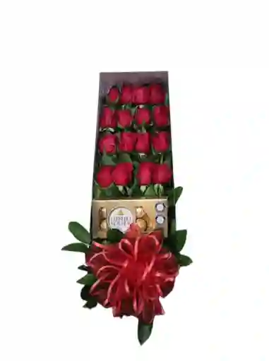 Caja Rectangular Rosas Y Ferrero