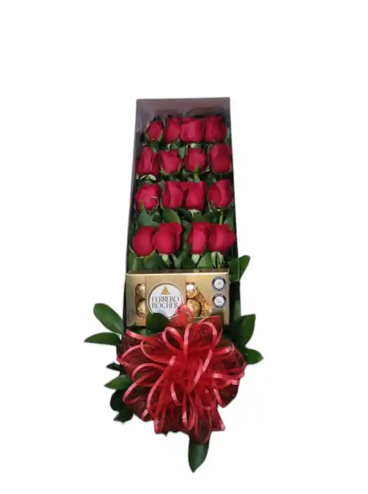 Caja Rectangular Rosas Y Ferrero