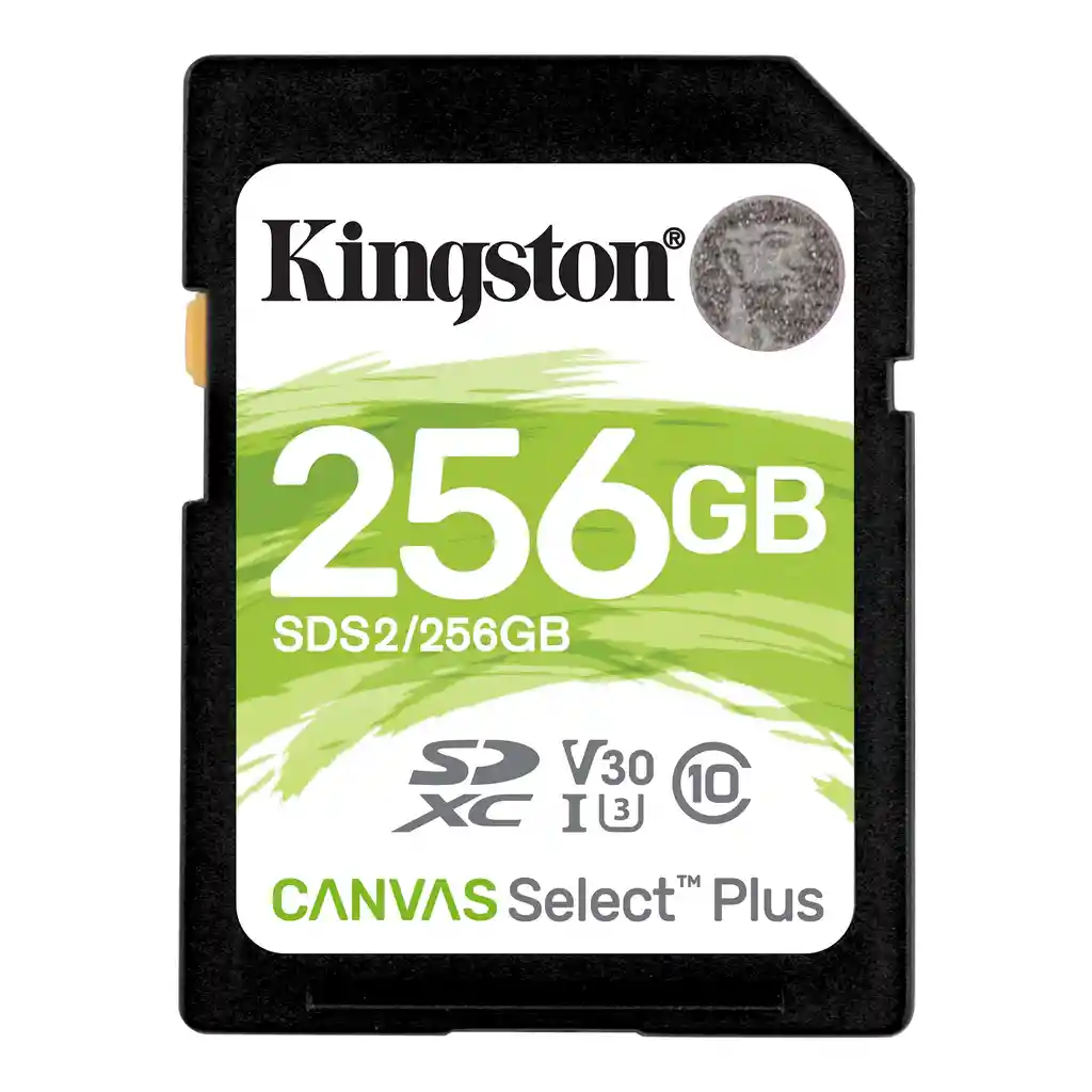 Tarjeta De Memoria Kingston Canvas Select Plus Sd 256gb Uhs-i Clase 10, Ideal Para Cámaras Y Video Full Hd, Velocidad De Lectura Hasta 100mb/s.