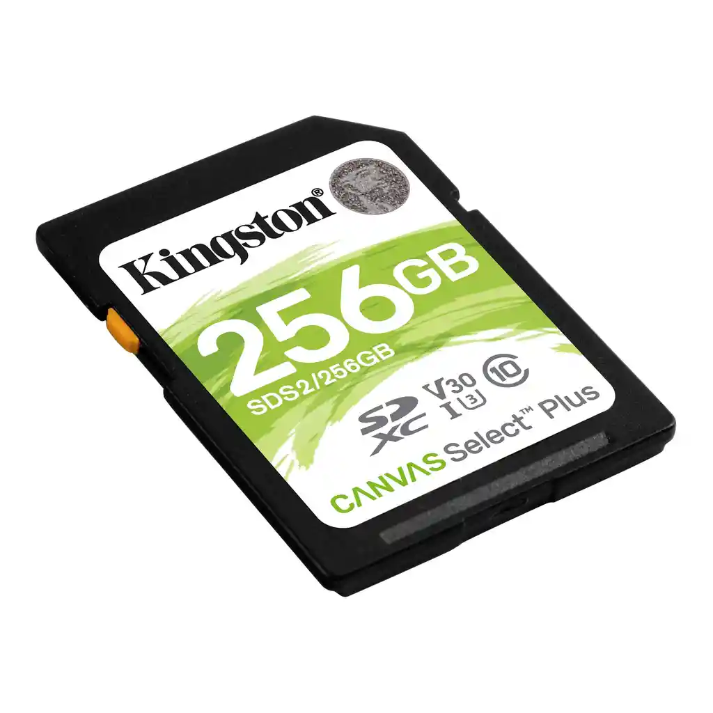 Tarjeta De Memoria Kingston Canvas Select Plus Sd 256gb Uhs-i Clase 10, Ideal Para Cámaras Y Video Full Hd, Velocidad De Lectura Hasta 100mb/s.