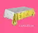 Mantel En Papel Aluminio Feliz Cumpleaños Dorado Rectangular