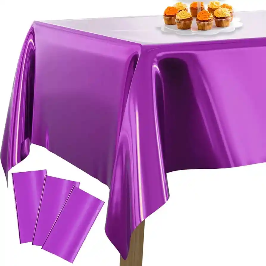 Mantel En Papel Aluminio Morado Rectangular