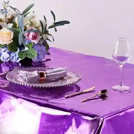 Mantel En Papel Aluminio Morado Rectangular
