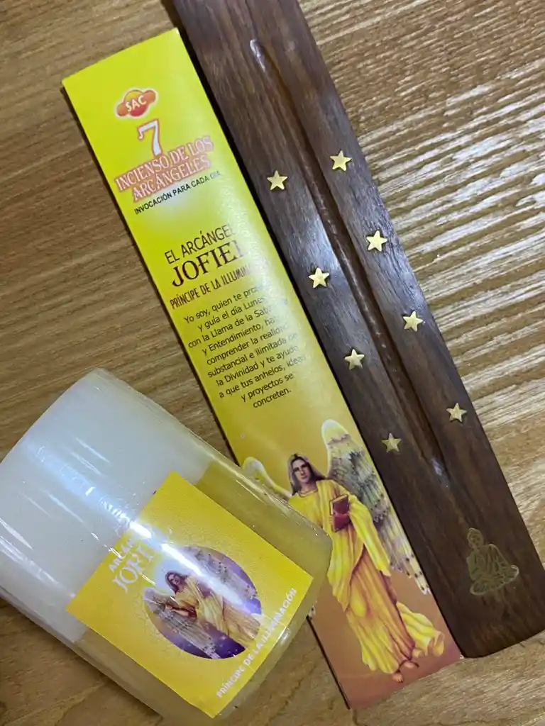 Kit Arcángel Jofiel - Lunes Rayo Amarillo (inciensos + Vela + Tabla)