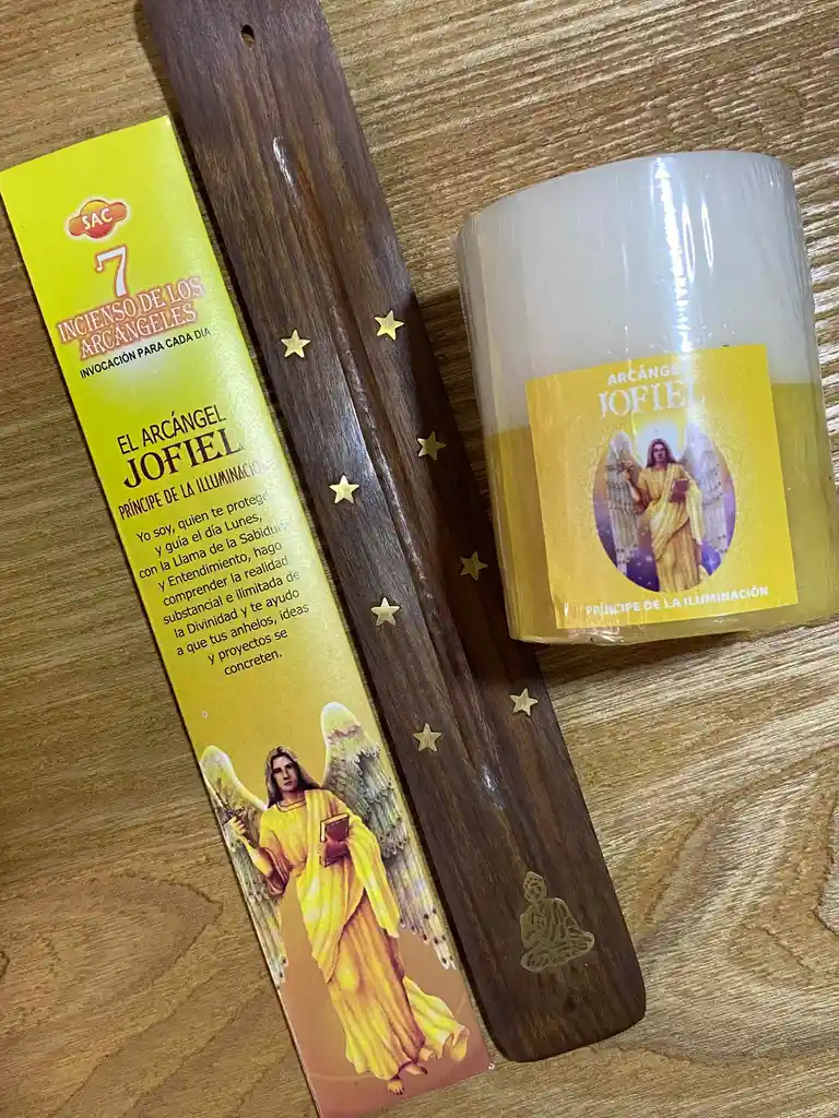 Kit Arcángel Jofiel - Lunes Rayo Amarillo (inciensos + Vela + Tabla)