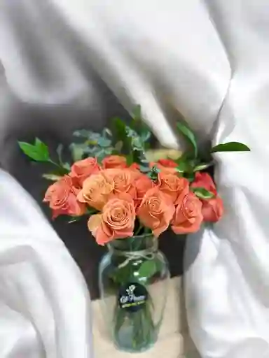 Jarron De Rosas Naranjas