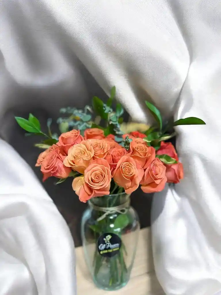 Jarron De Rosas Naranjas