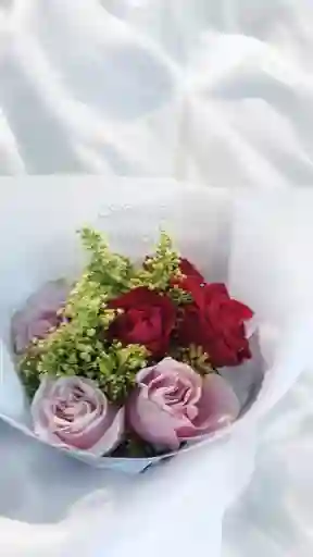 Bouquet De 6 Rosas Rojas Y Rosadas
