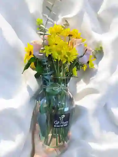 Jarron De Margarita Y Rosas