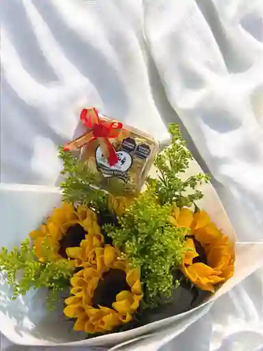 Bouquet De Girasoles Y Chocolate X4