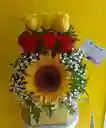 Caja Pequeña De Girasol Y Rosas