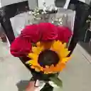 Mini Bouquet De Girasol Y Rosa
