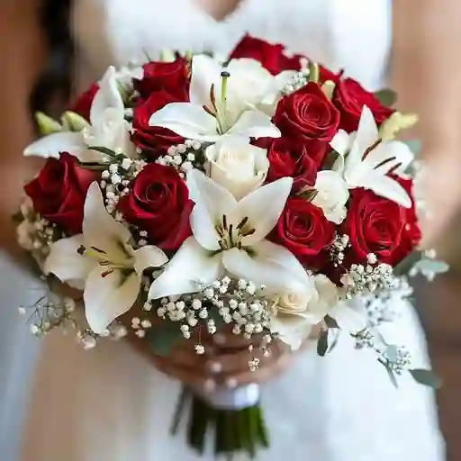 Bouquet De Lirios Con Rosas Rojas