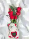 Solitario De Rosas Rojas Con Peluche Pequeño