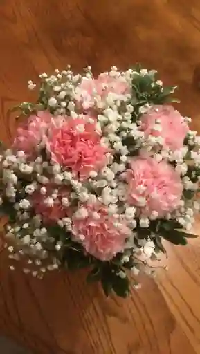 Bouquet De Clavel Rosado Con Gypsophila